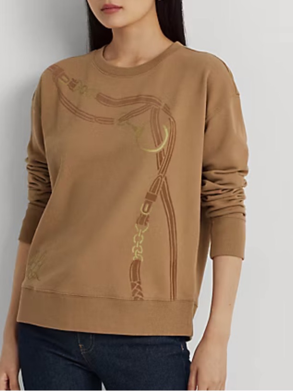 Black Label Ralph Lauren Belting-Print French Terry Pullover - medium.